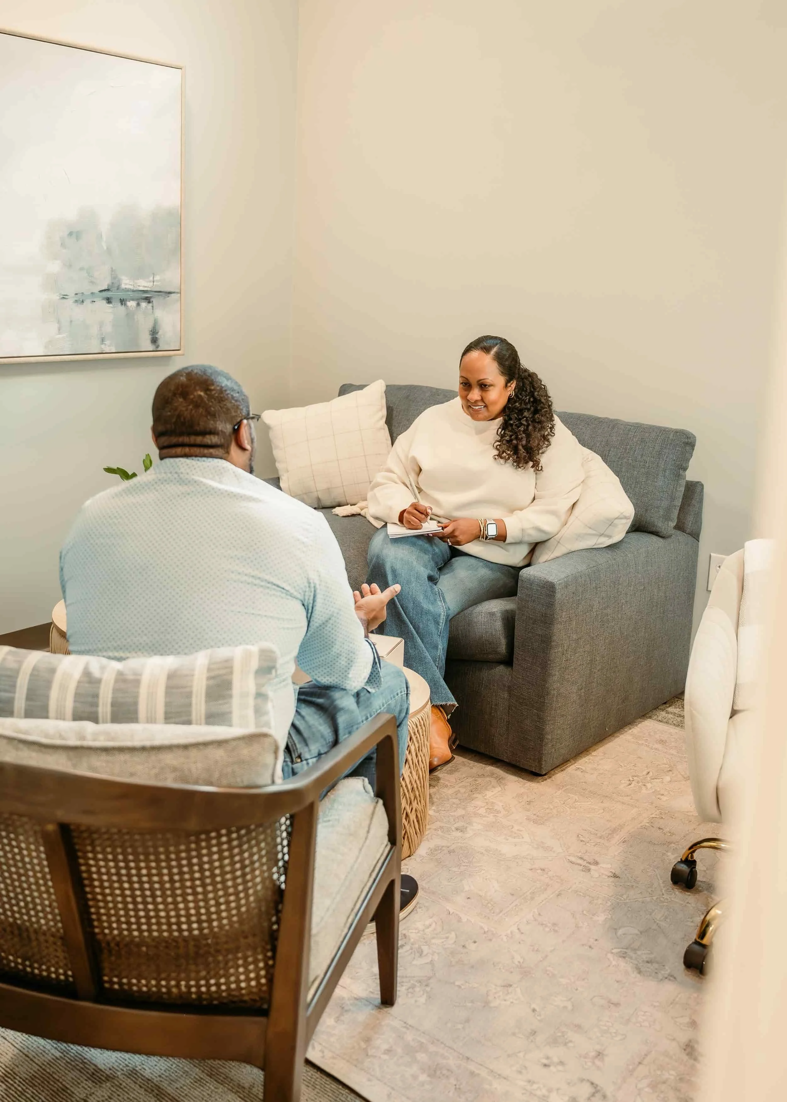 A man at his counseling or therapy session