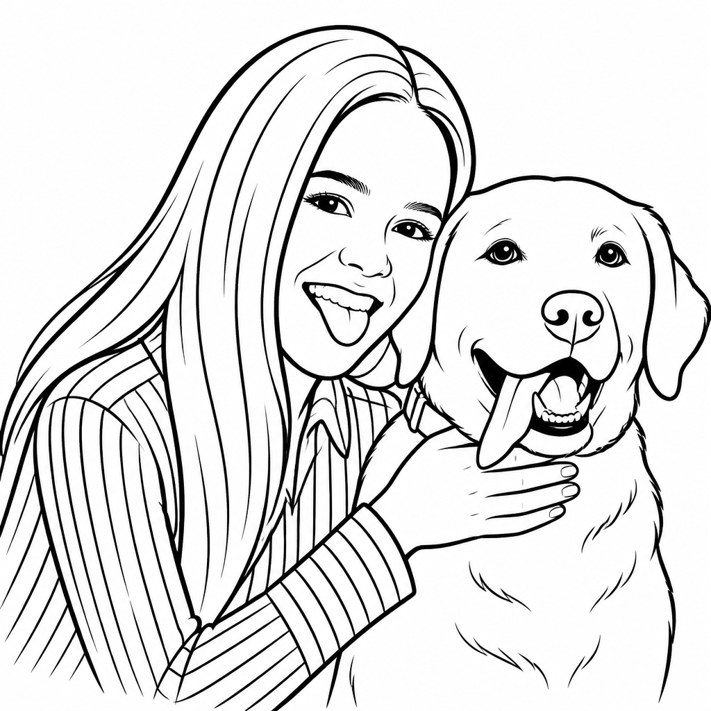 SketchBot drawing of a woman and her dog