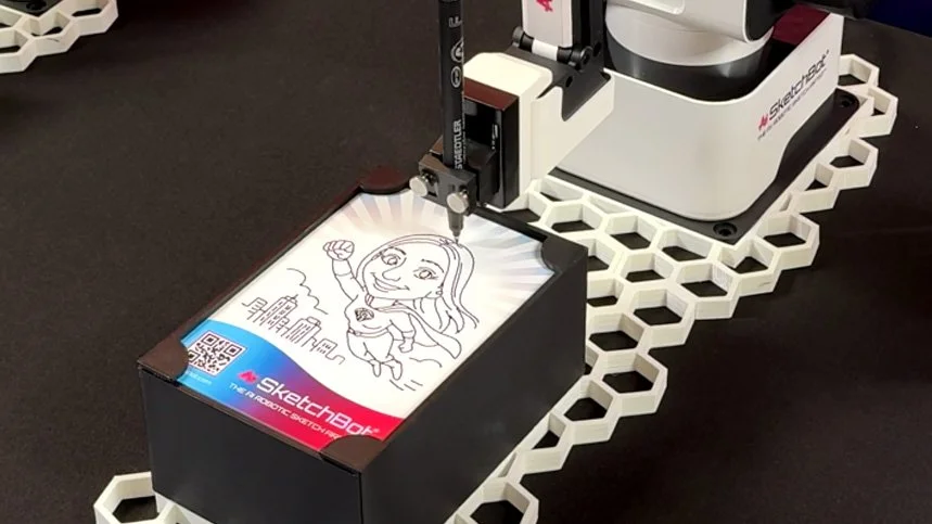 SketchBot drawing a guest's personalized portrait