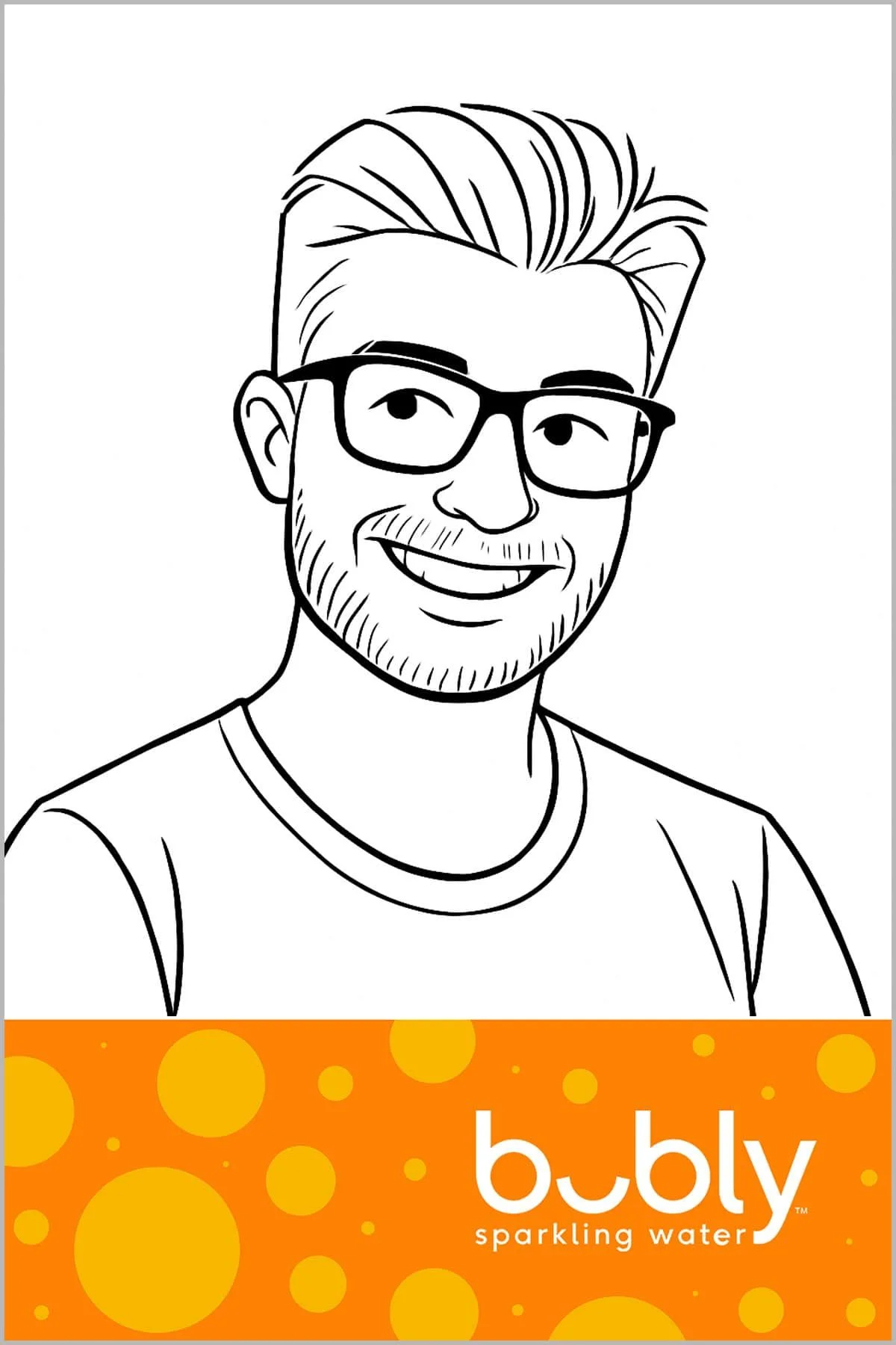 Portrait sketched by a drawing robot with a branded footer