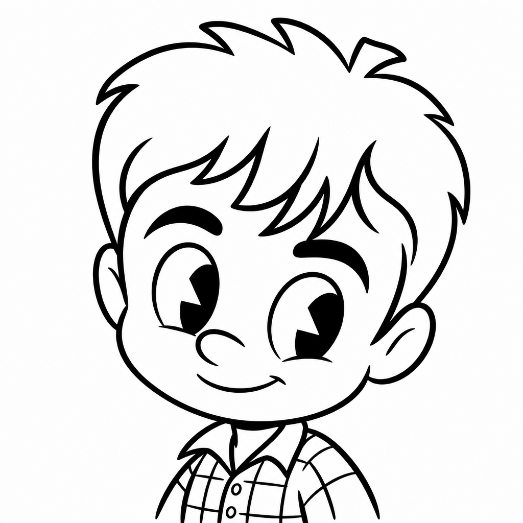 Retro sketch of a bot in a plaid shirt (SketchBot rendering)