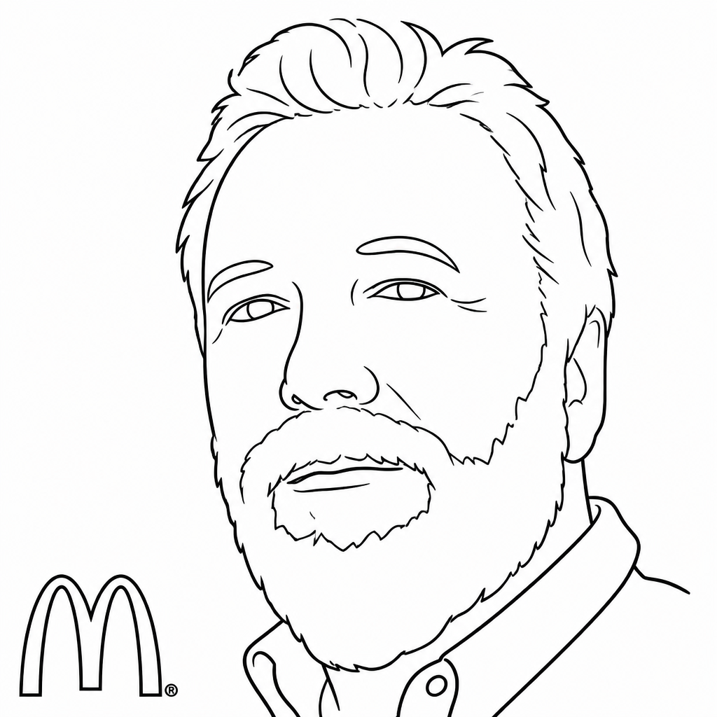 Standard portrait of a man with a beard with the McDonalds logo in the corner