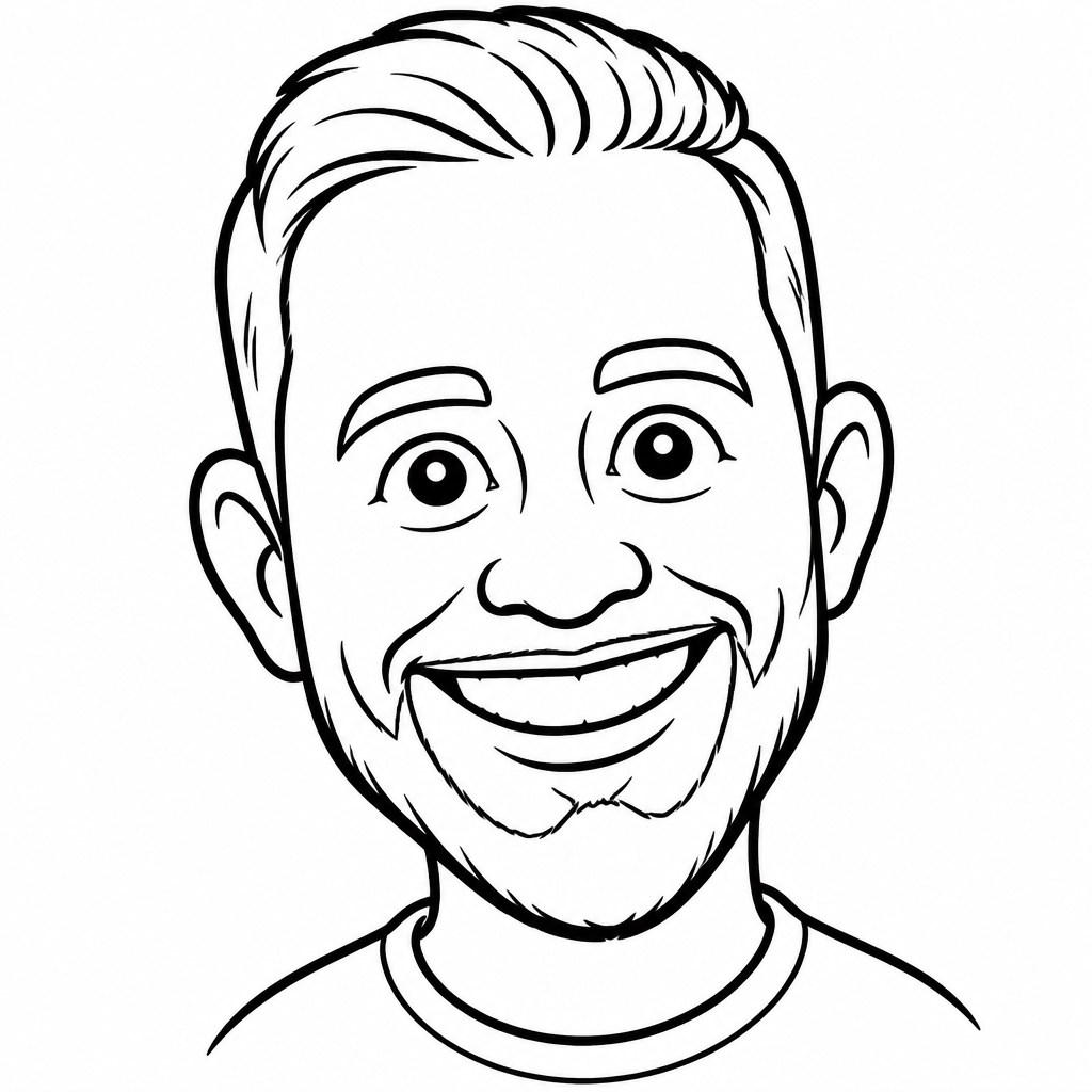 Sketch portrait of a man with a beard created by the SketchBot