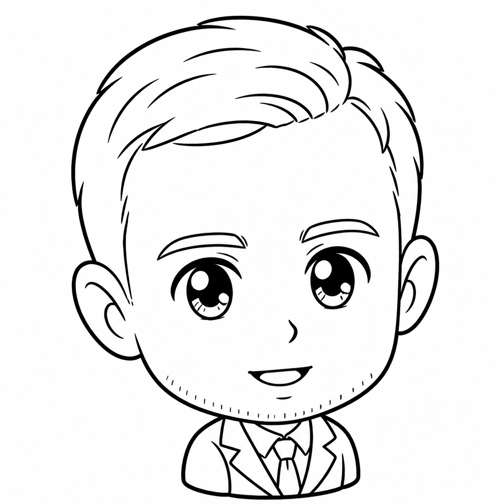 Chibi portrait sketch of a man (SketchBot rendering)