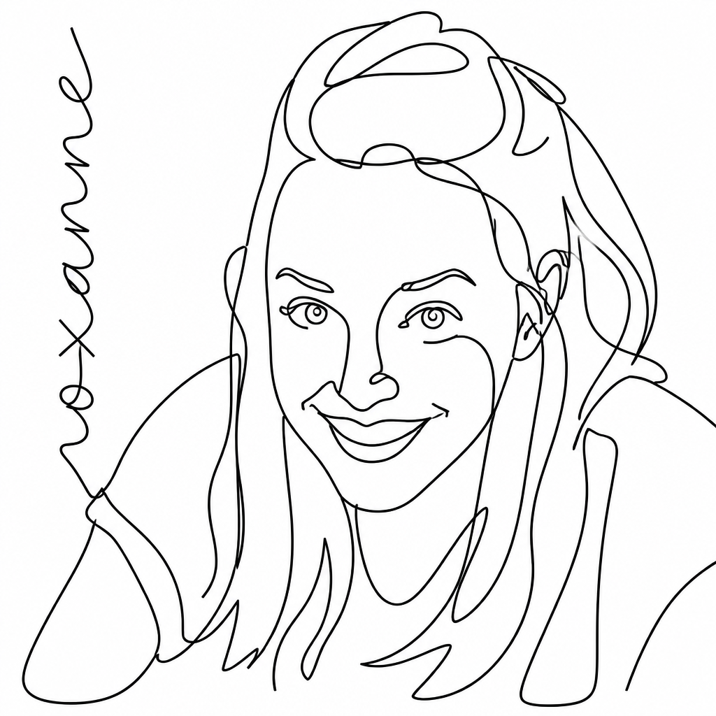 SketchBot drawing of a woman smiling using continuous line style