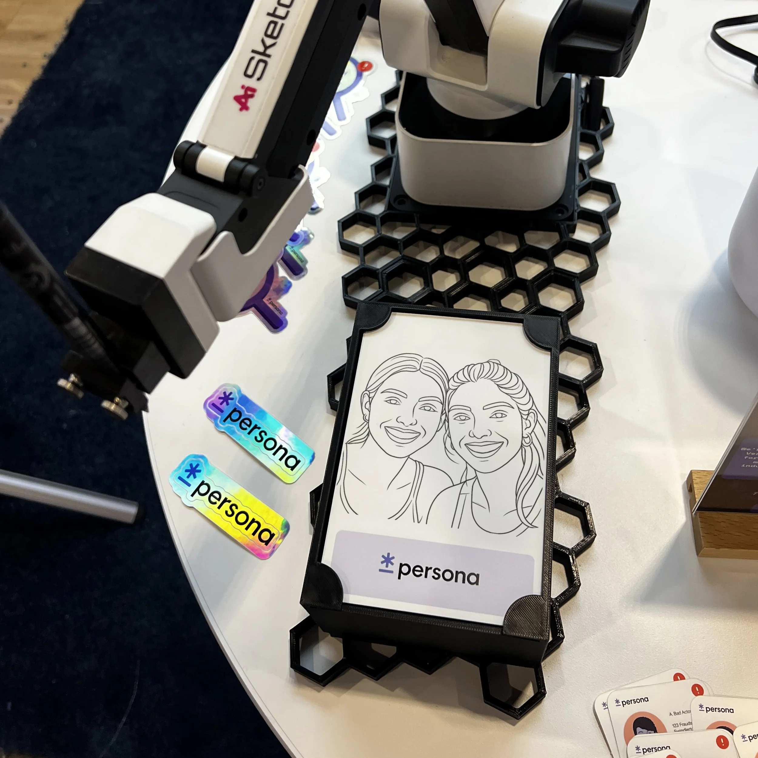 Portrait of two friends drawn by SketchBot