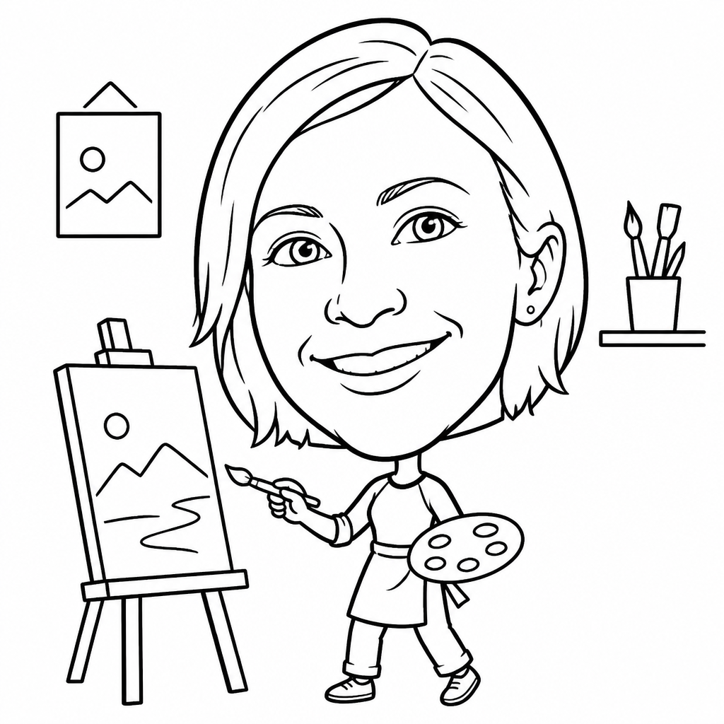 Robotic drawing of woman painting (high-fidelity) 