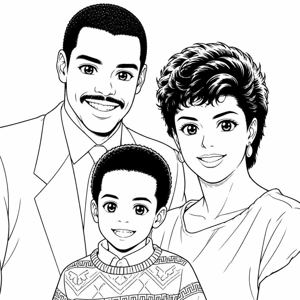 Robotic drawing of a husband, wife, and kid