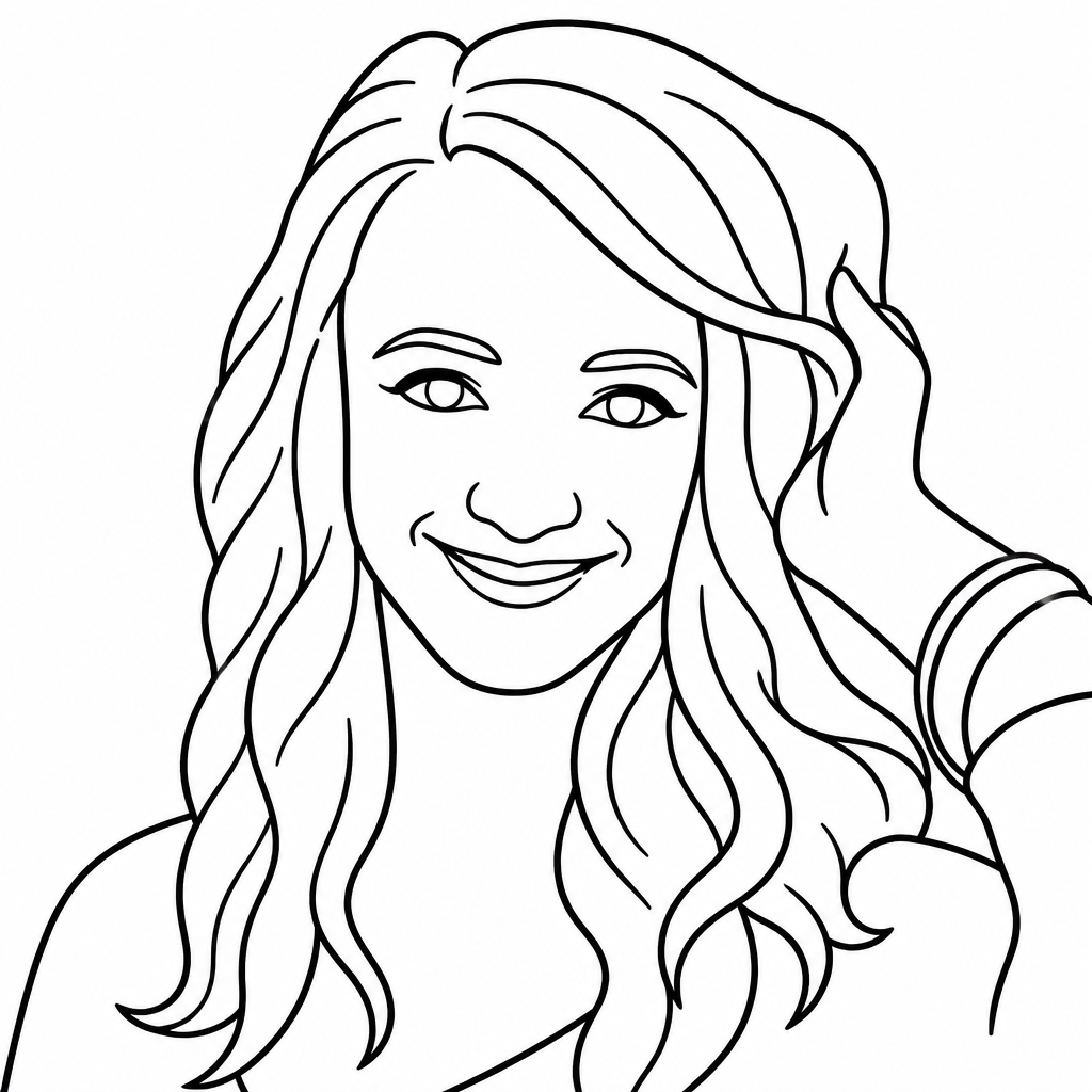 Standard portrait sketch of a young girl pushing her hair back