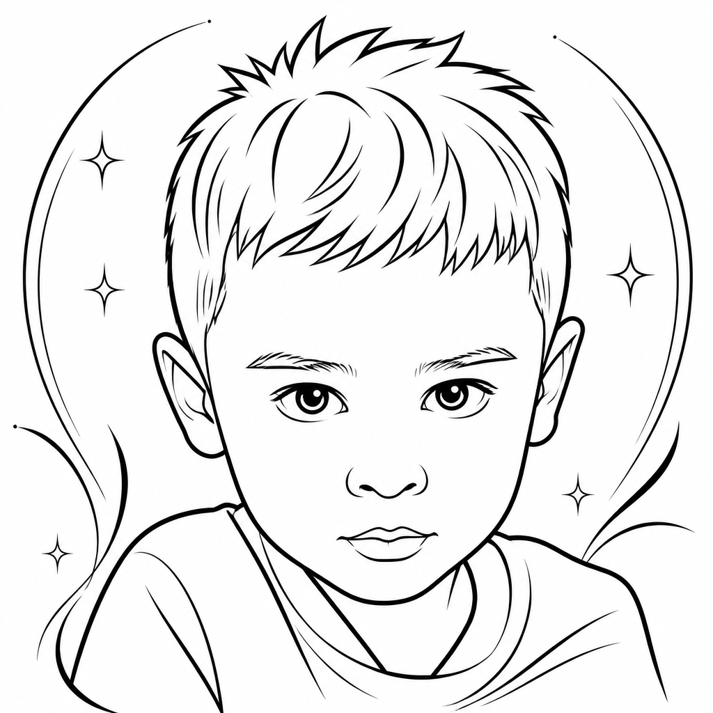 A kid looking serious (Glam portrait sketch)