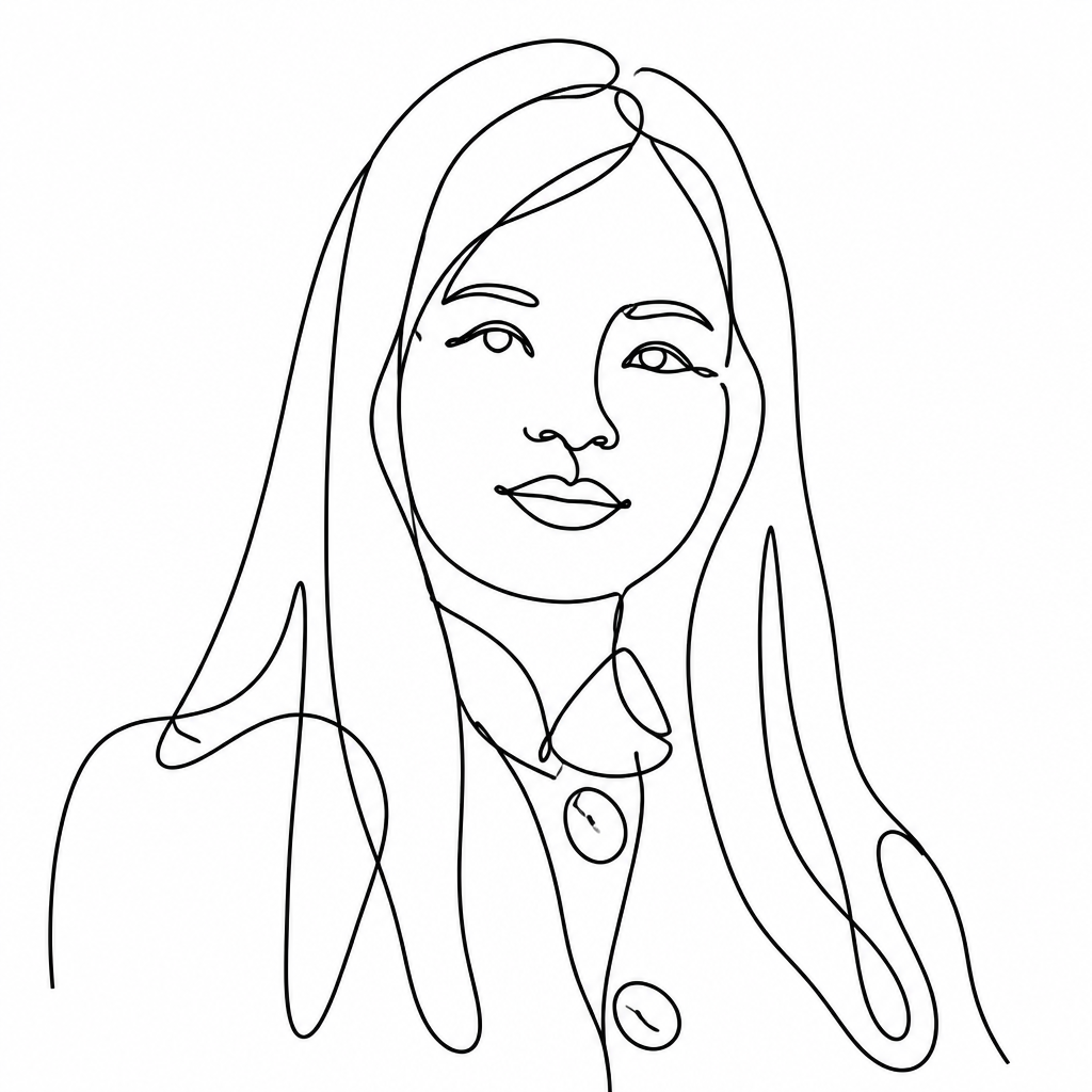 Continuous line portrait of a woman created by SketchBot