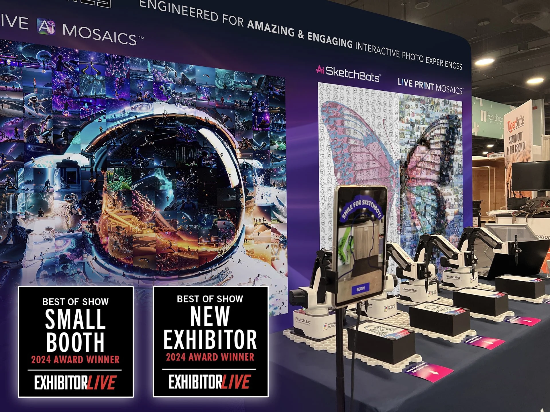Ai SketchBot booth at Exhibitor Live