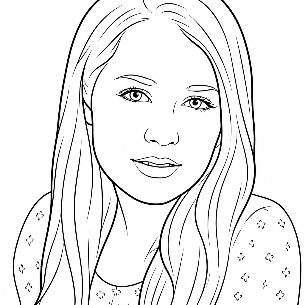 Detailed portrait sketch of a young girl