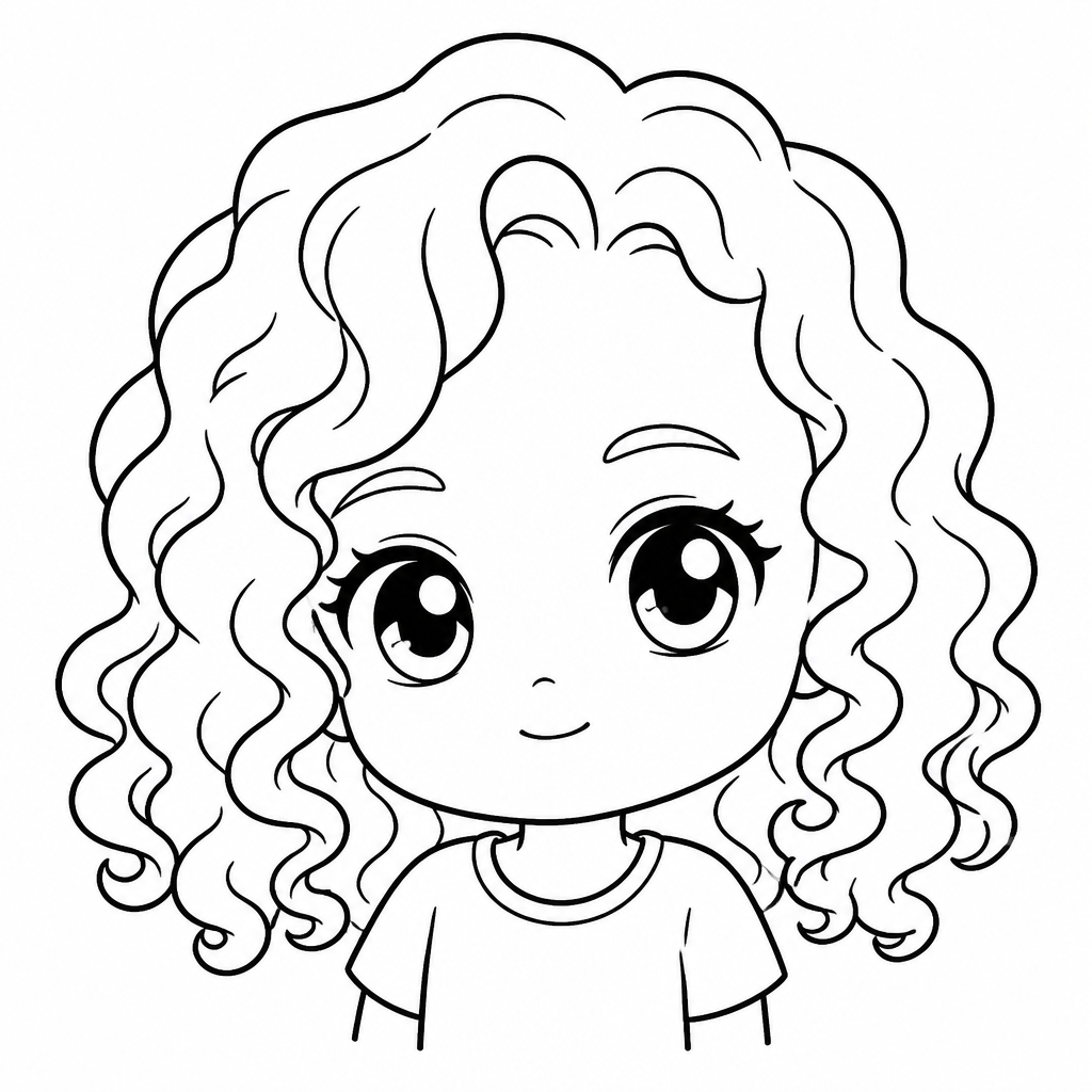 Drawing of girl smiling created by SketchBot (Chibi style)