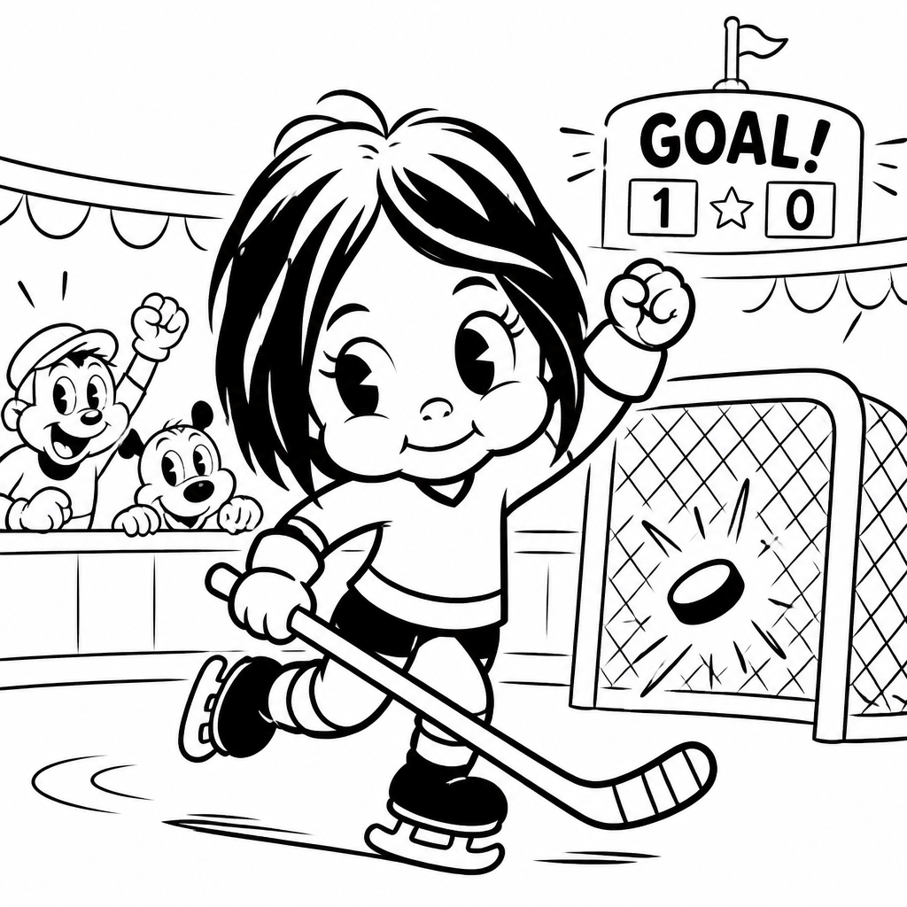 SketchBot drawing of a girl playing hockey
