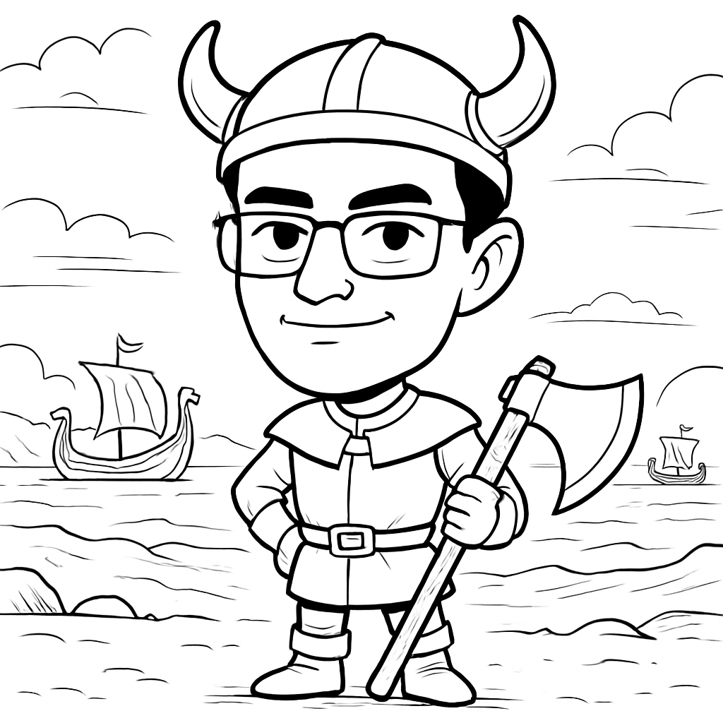 SketchBot rendering of man dressed as a viking