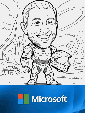 Microsoft SketchBot shareable animation of a hero driving on a different planet