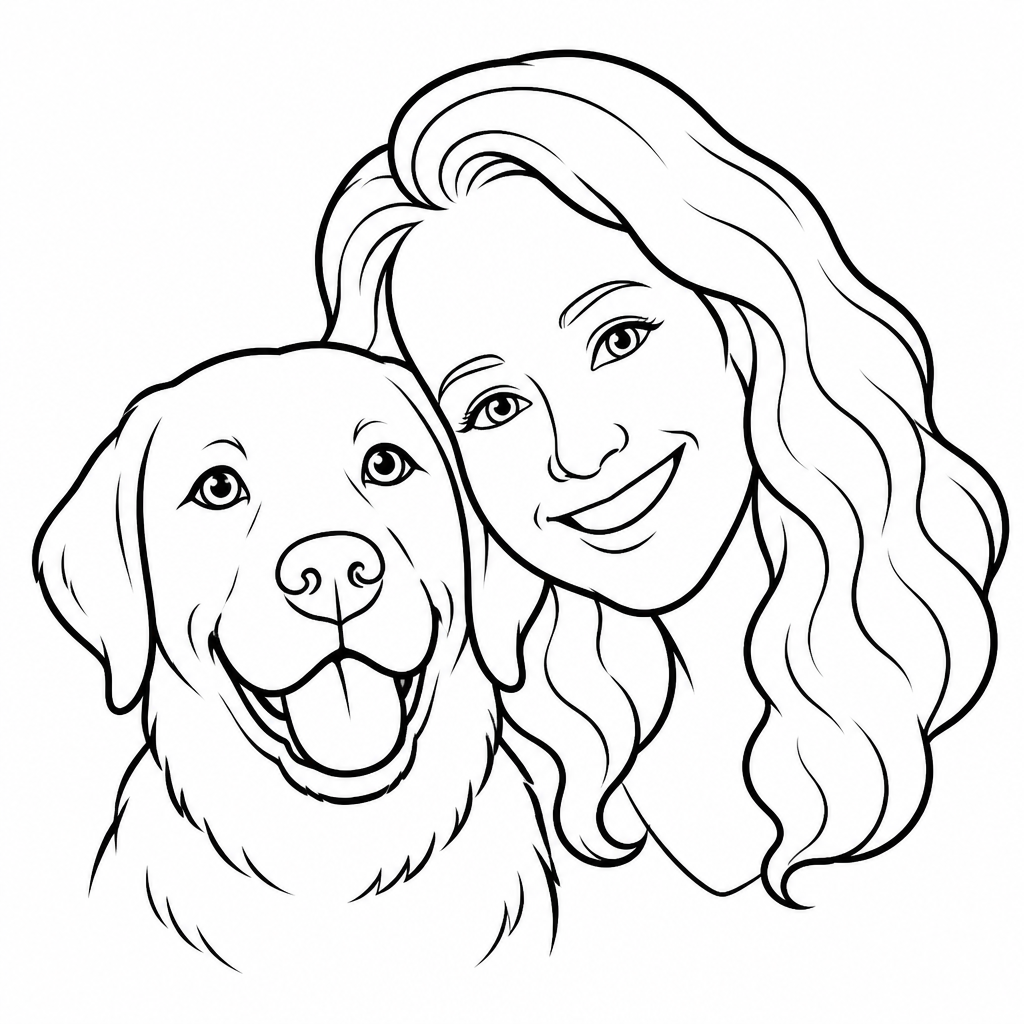 SketchBot Dream Studio portrait of a woman and her dog