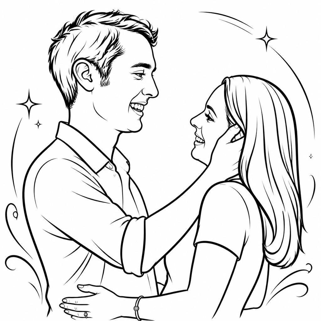 Glam portrait of a couple created by SketchBot software