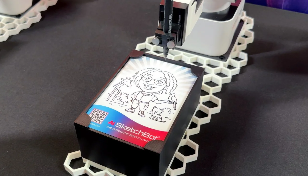 Close-up of a fun sketch of a person as a zoo keeper, drawn by SketchBot with Dream Studio