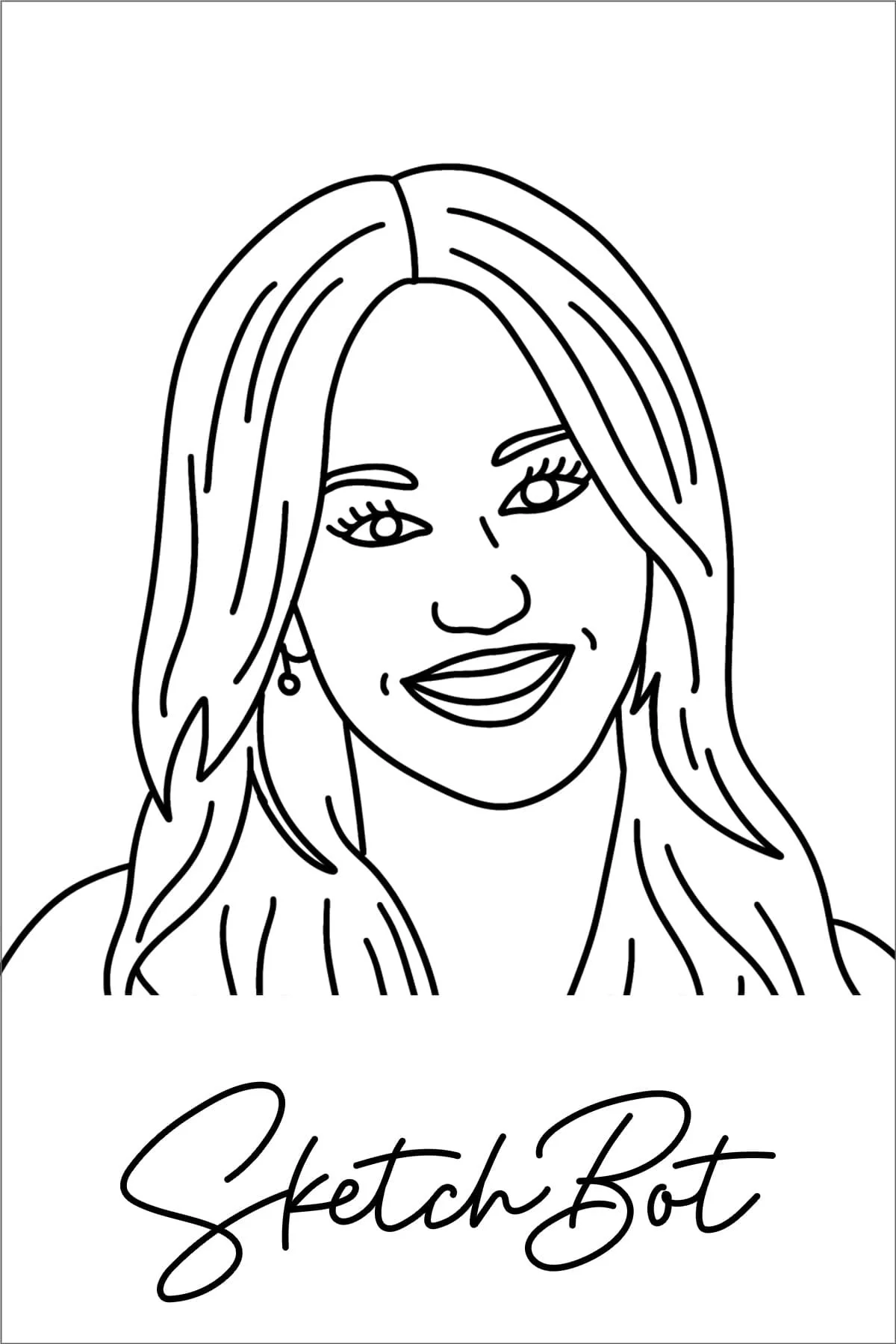 Portrait drawn by SketchBot, with custom branding sketched by the robot