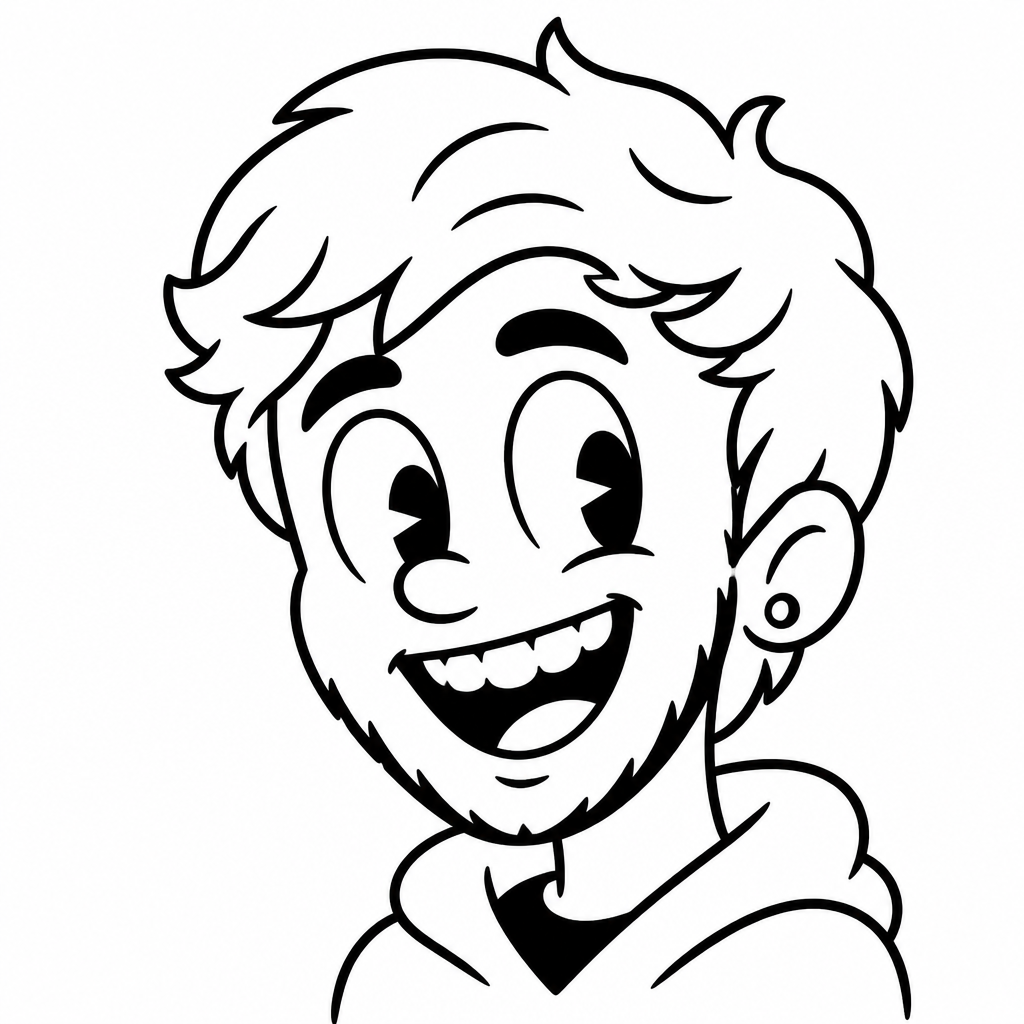 Cartoon portrait of a man smiling (retro drawing)