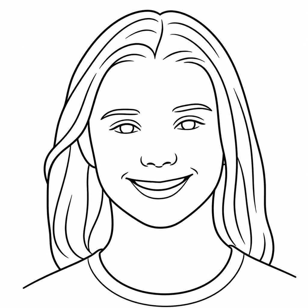 SketchBot rendering of a young girl smiling