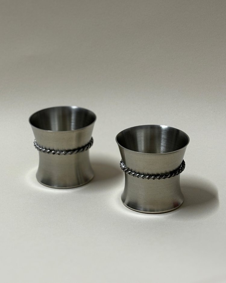 Vintage Sigvard Bernadotte Pewter Whiskey Beakers