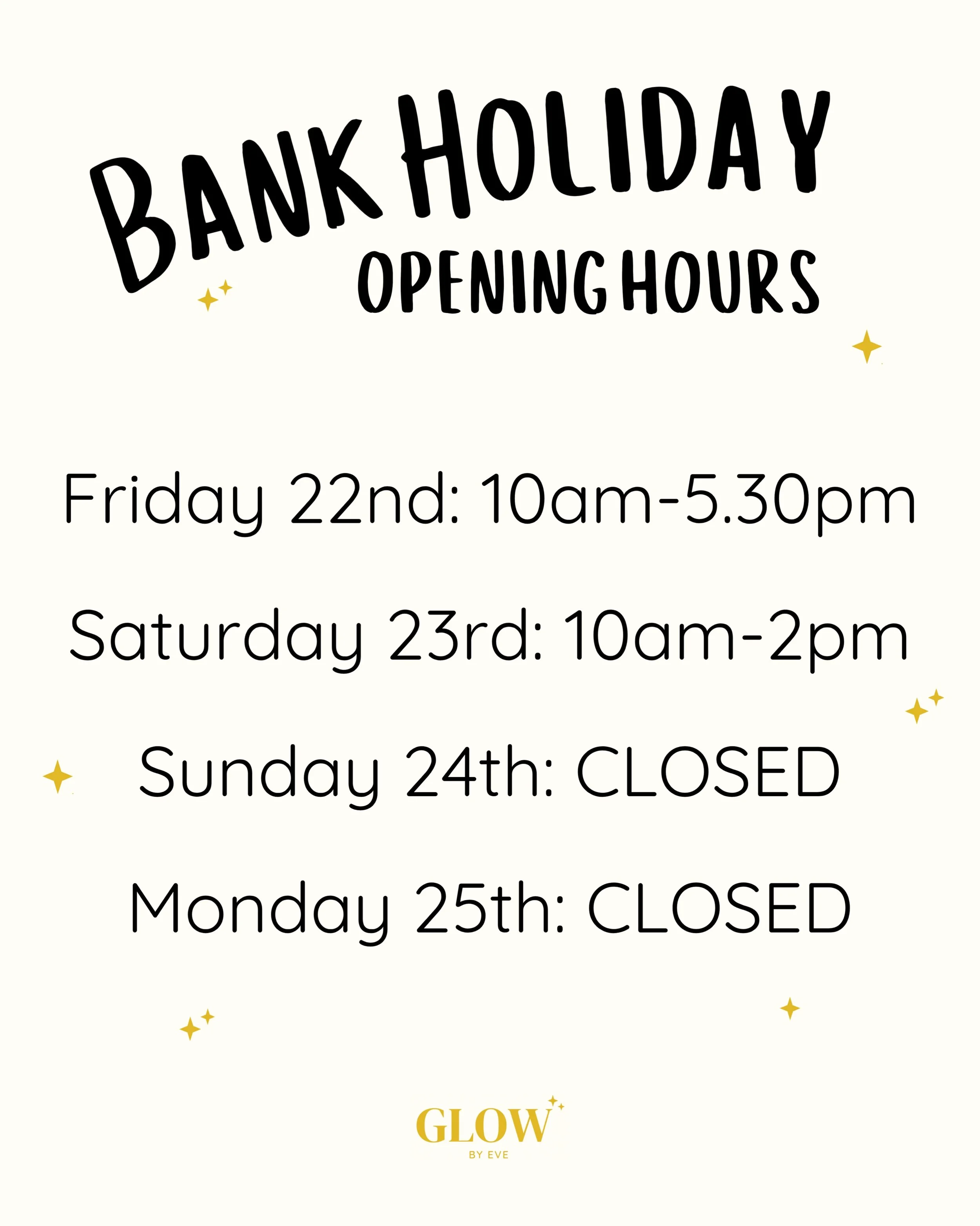 Bank Holiday opening hours! ☀️

As the weather becomes hotter over these next few days, the beds will run a lot hotter too!

Please remember to tan responsibly, making sure you have ate and are well hydrated before &amp; after tanning. Also consider 