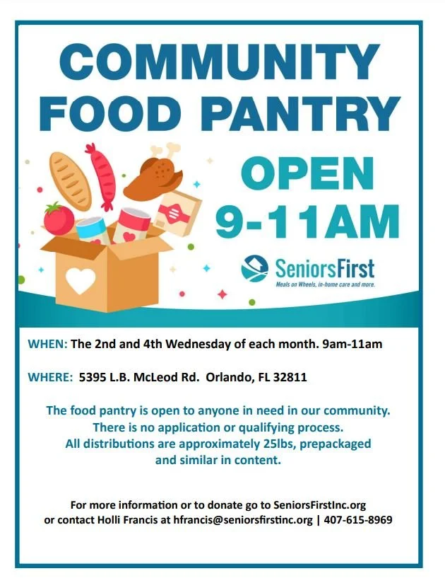 Seniors First Community Food Pantry Flyer