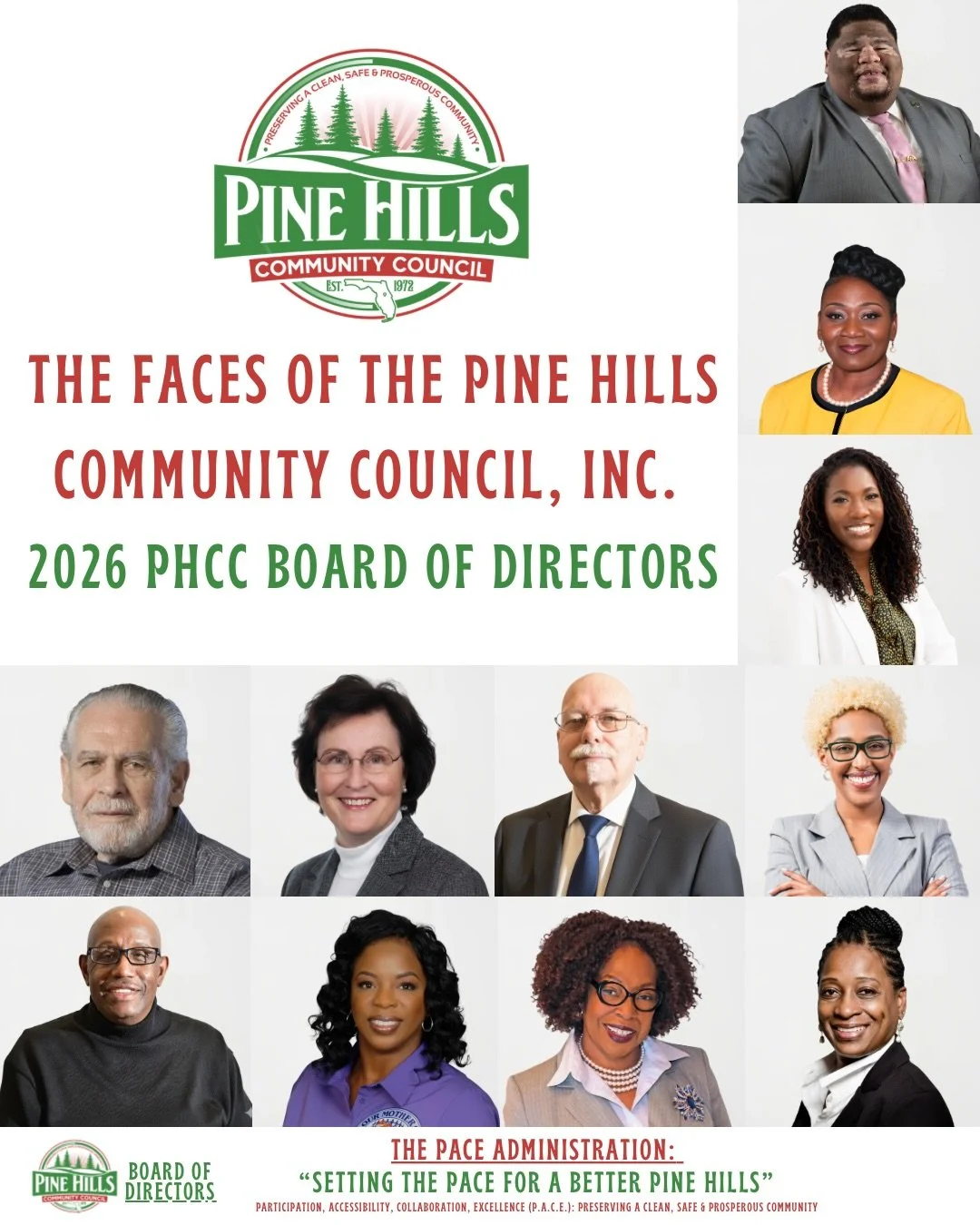 Meet the faces behind the work. 👥🌲 👉🏽

The Pine Hills Community Council is guided by a Board of Directors who reflect the diversity, lived experiences, and voices of the community we serve. Each Director brings a unique perspective and a shared c