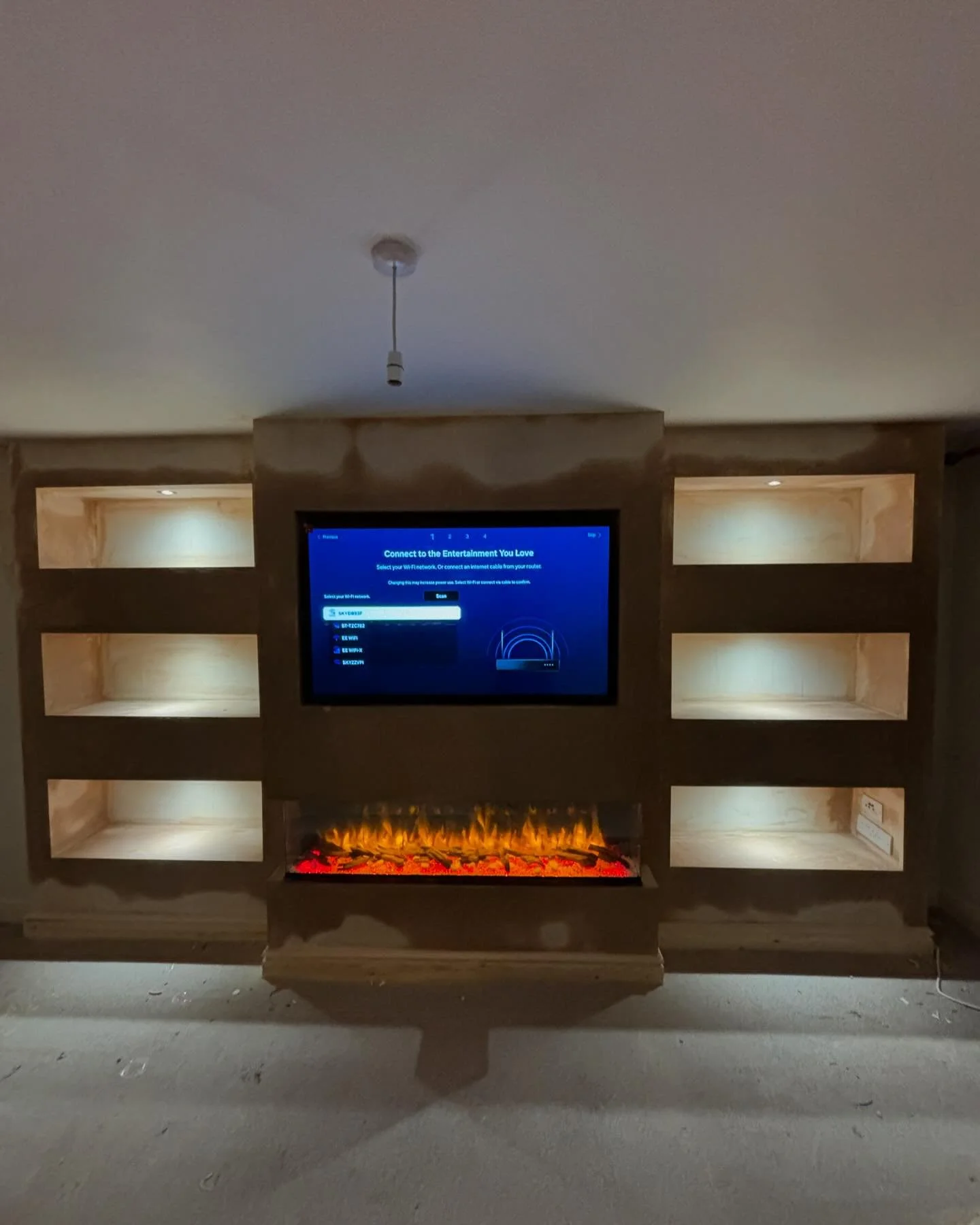 Media wall completed and ready for decorating once completely finished. Happy with the result and another happy customer 🔥 swipe for the befores