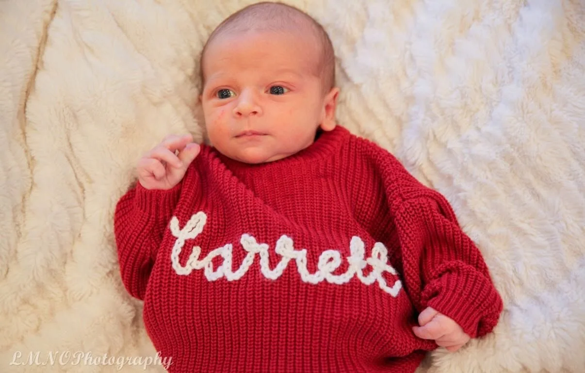 Baby Barrett in his Lei &amp; Gray sweater! ❤️