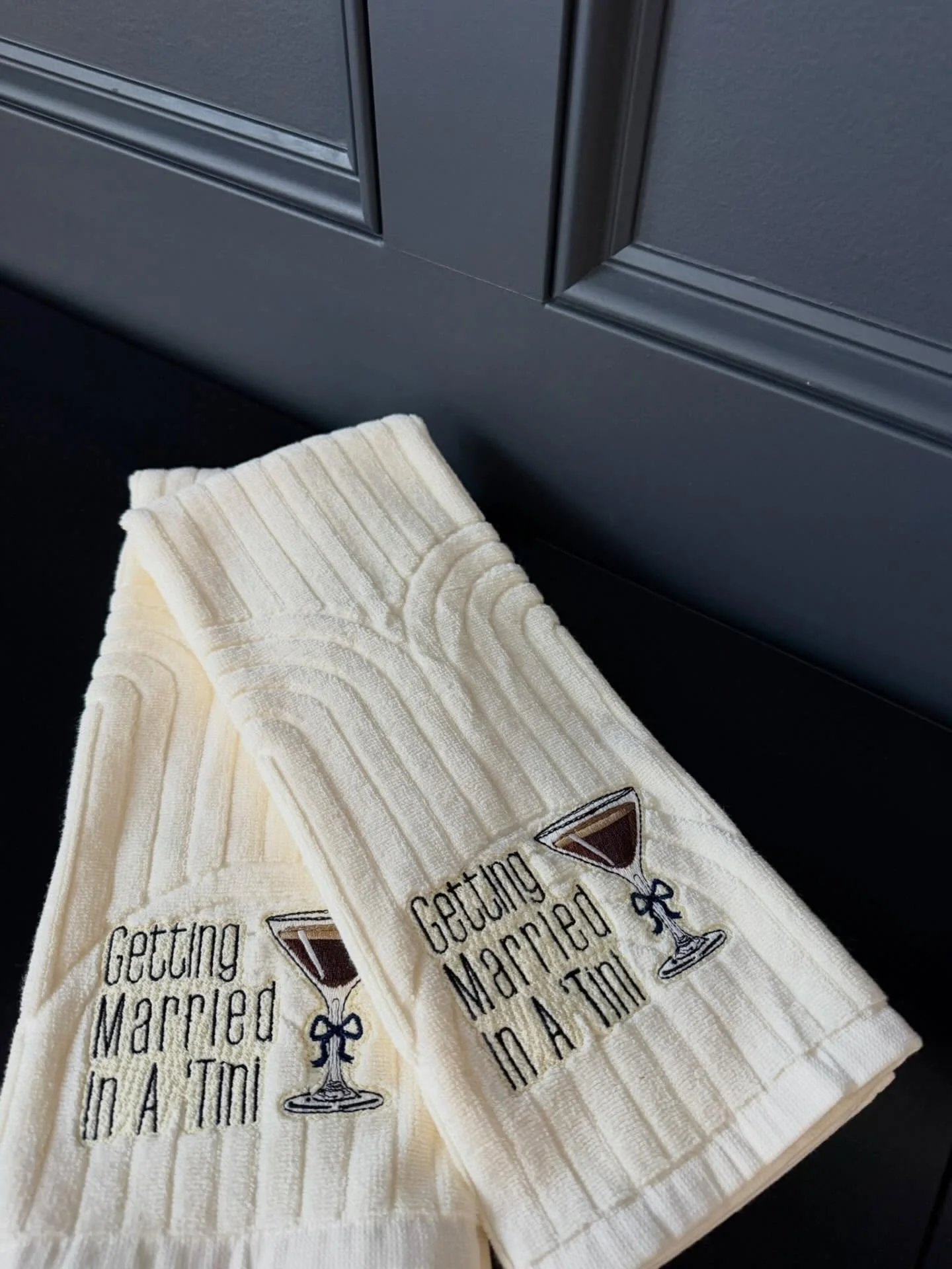 Custom embroidered towels 🍸