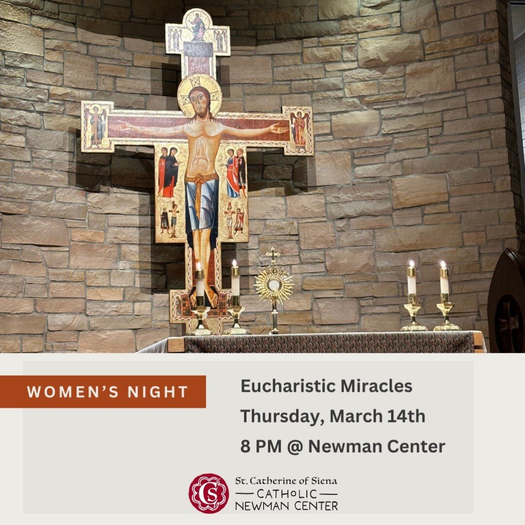 Women's night tomorrow! Join us as our future Dr. Adriene discusses how many Eucharistic miracles relate anatomically and physiologically to the human heart. Wear a tank top if you would like to ultrasound your heart!