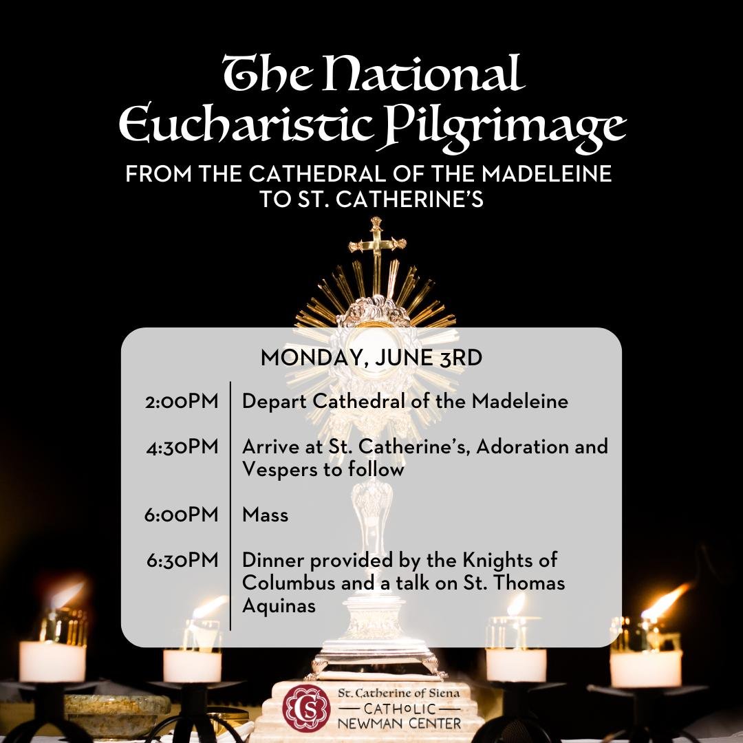 Monday, June 3rd!! Join us for a little piece of history

For more information on the National Eucharistic Pilgrimage, visit their website! We are on the Western Route

https://www.eucharisticpilgrimage.org/