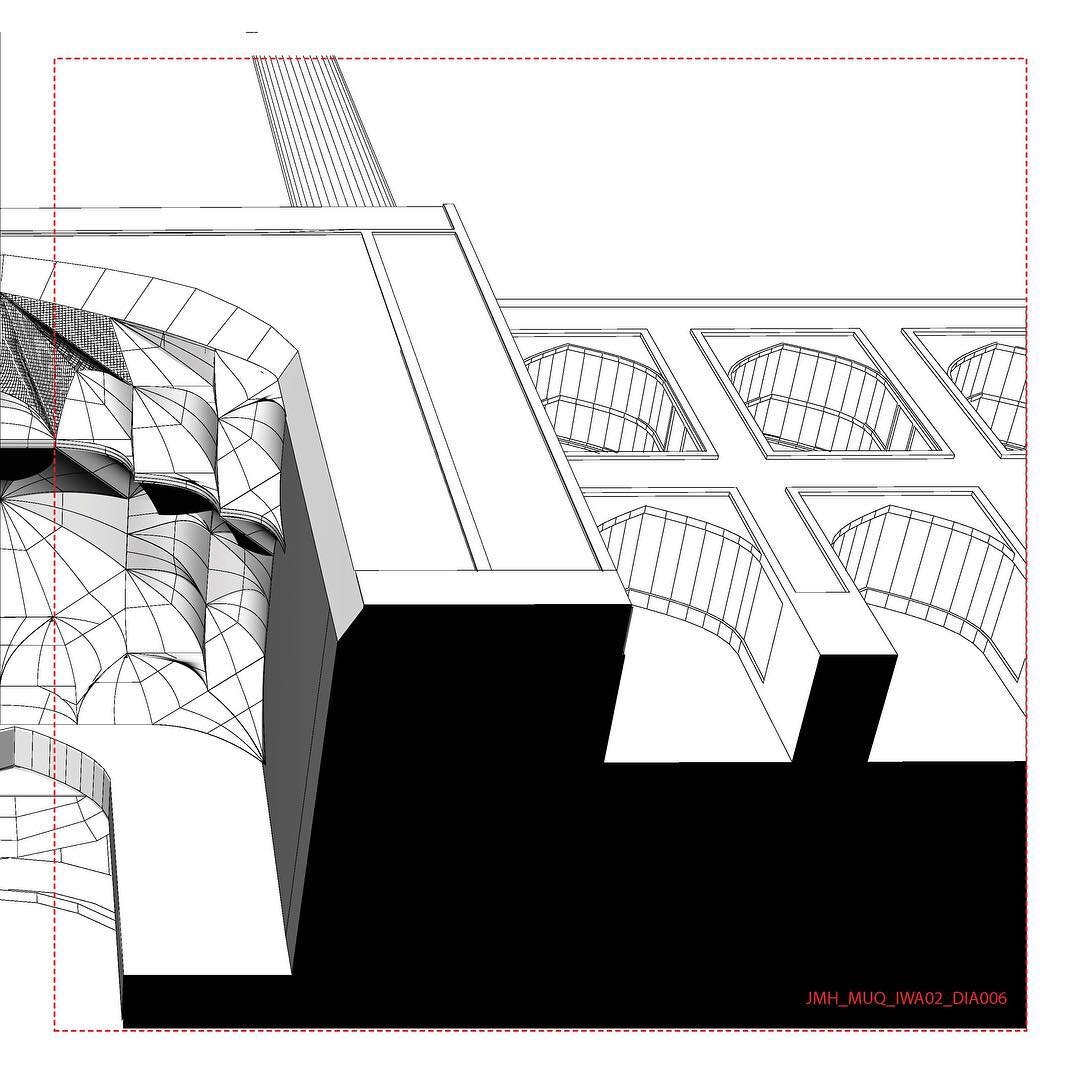 JMH_MUQ_IWA02_DIA006
Geometric identity of muqarnas in the Jameh&rsquo;s  main entrance Iwan looking up to the ceiling through a worm&rsquo;s eye perspective. &bull;
&bull;
&bull;
Isfahan Recut, constitutes an elaborate and expanded evolution of the 