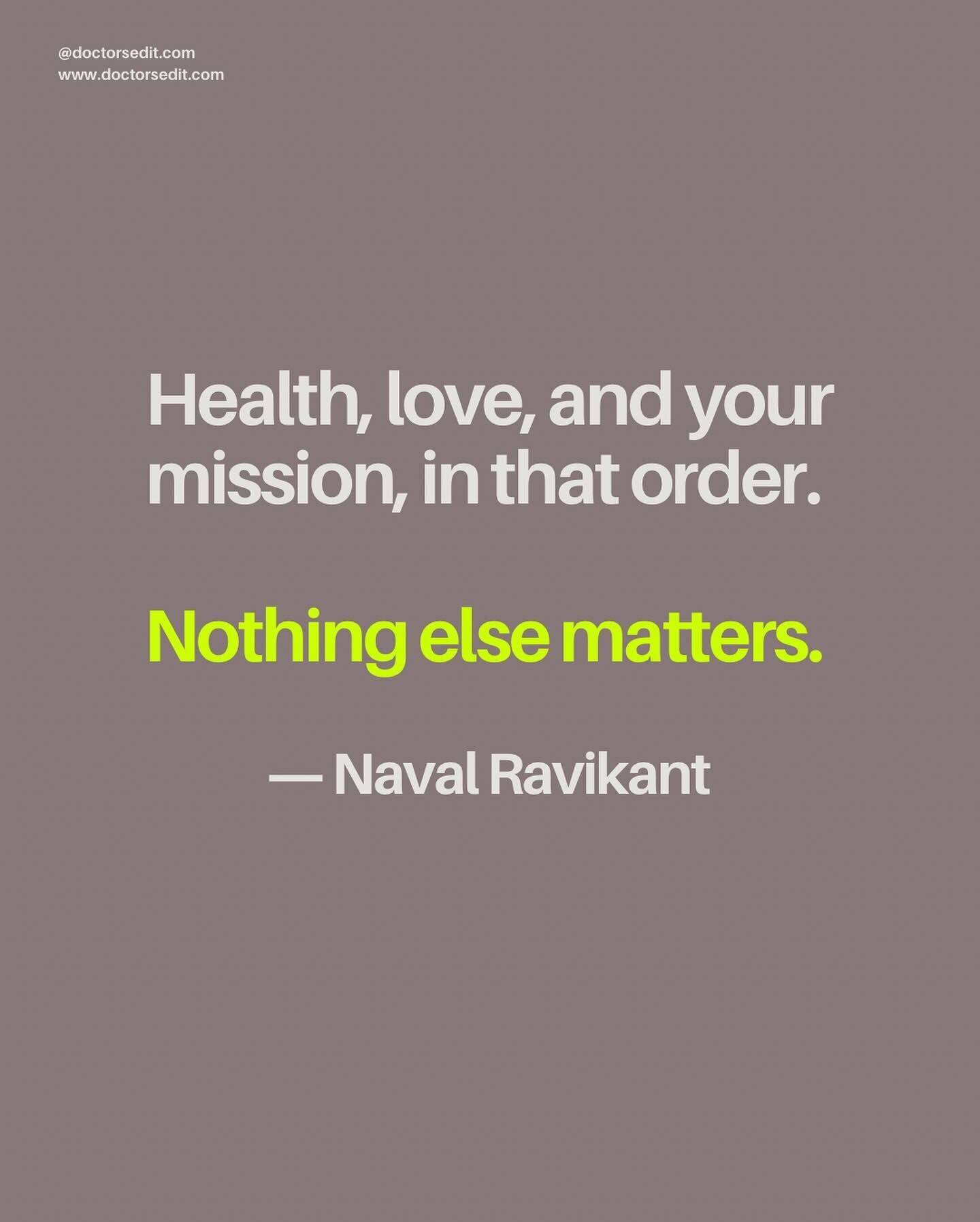 Type 🙌 if you agree with @naval 

📲 Follow @thedoctorsedit for healthy inspo.