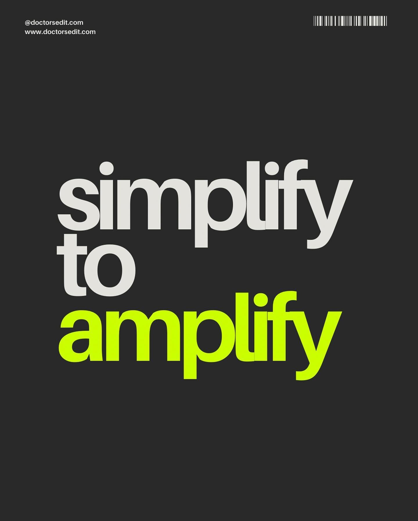 🌀Too much going on means not one thing gets done.

🎬 Edit things out that aren&rsquo;t serving you.

✋Say no so you can say yes to things that matter. 

 #simplifytoamplify 

📲 Follow @thedoctorsedit to simplify and amplify your health