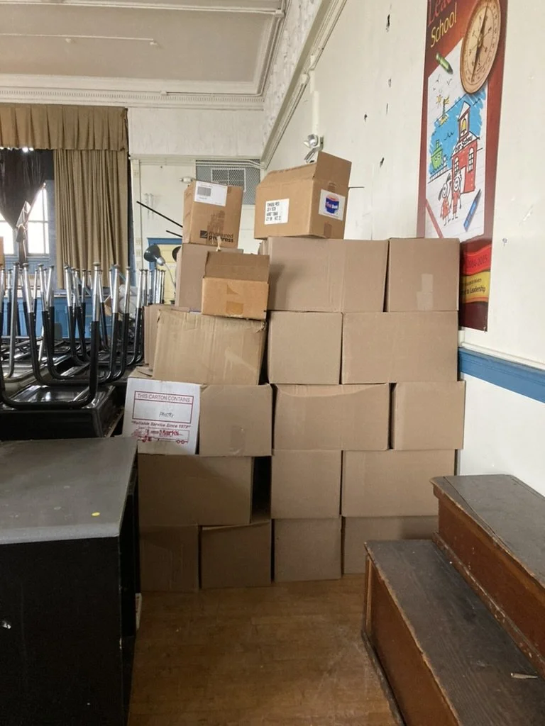 School supplies ready for donation