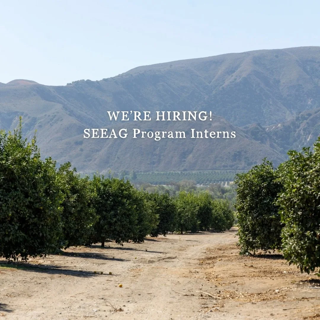 We&rsquo;re Hiring! - SEEAG Program Interns 

Positions Include:
&bull; Farm-to-Food Lab Program Intern (SB County) 🌱 
&bull; STEM CPA Program Intern (SB &amp; Ventura Counties) 🔬
&bull; Farm Day Program Intern (Ventura County) 🚜 

This internship