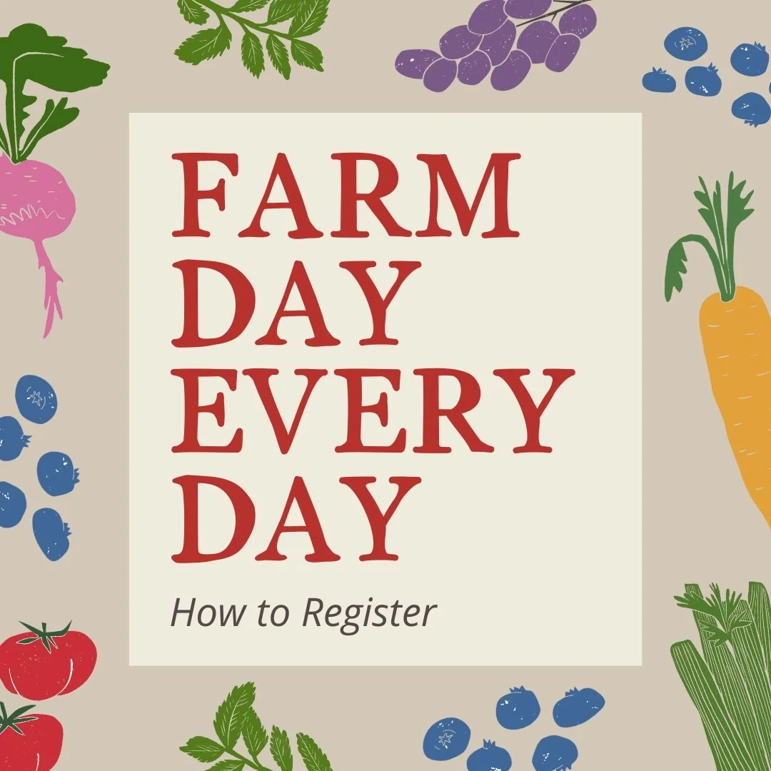 Want to attend a Farm Day Every Day tour? Learn how to register for the monthly tour below 🚜 

Registration is required for each tour
(Limited spots available) 

The FREE ticket sales open on Friday, one week prior to the tour, at 10:00am. 🎟️ 

The