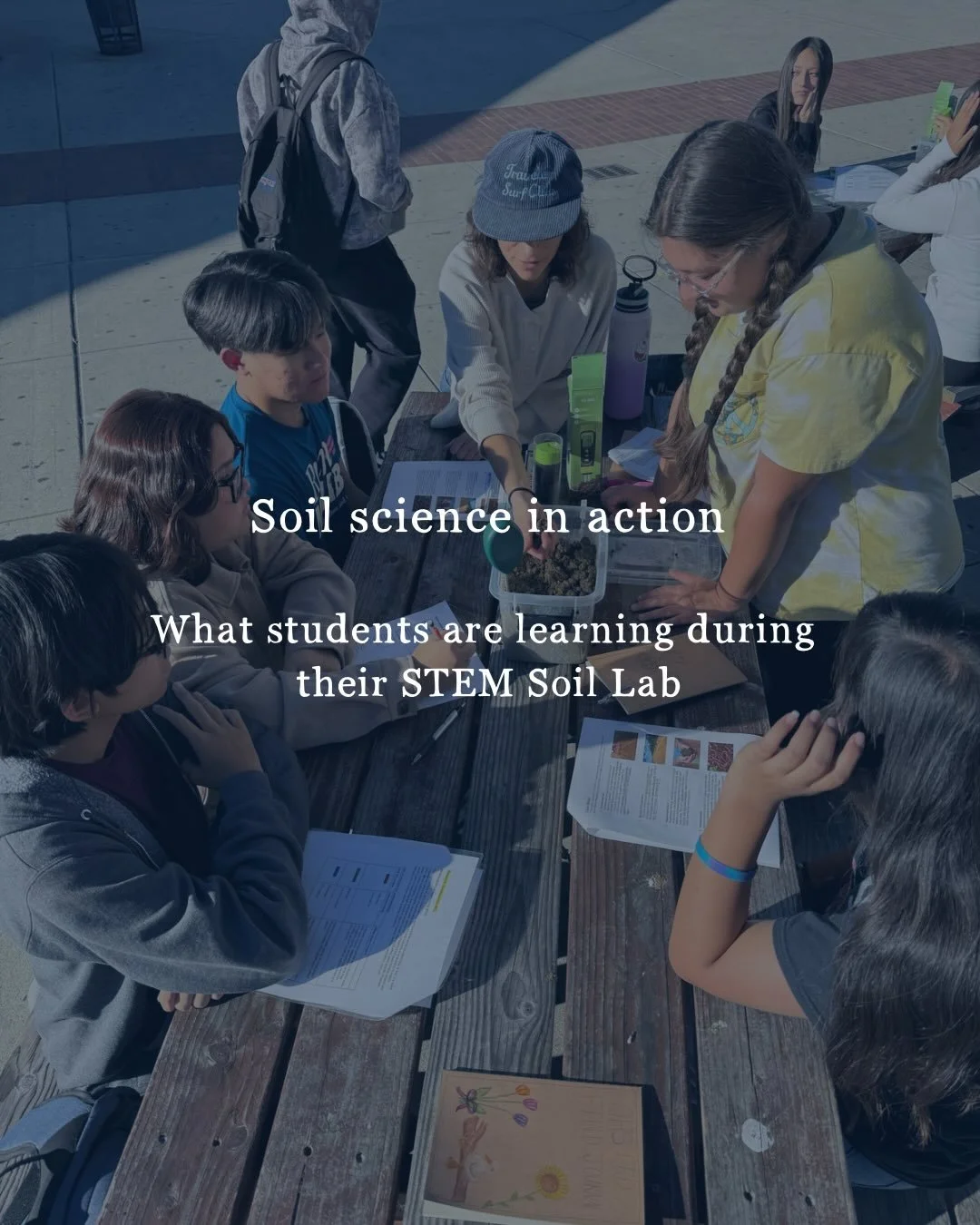 An inside look at our STEM soil lab.

Students learn what defines healthy soil, how to measure soil moisture and electrical conductivity (EC), and how parent materials influence soil composition. Through testing and observation of different soil samp
