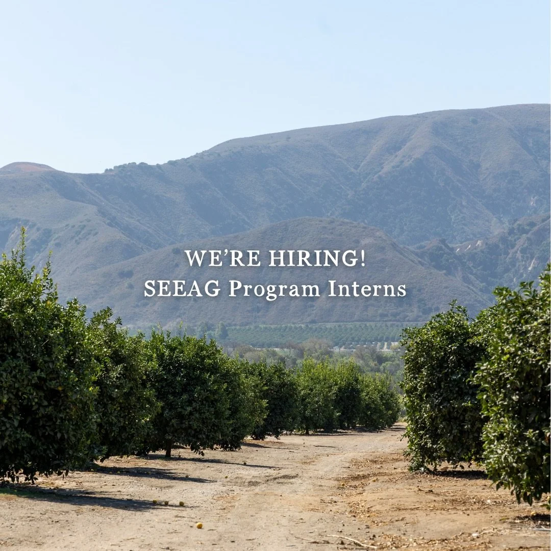 We&rsquo;re Hiring! - SEEAG Program Interns

Positions Include:
&bull; Education Program Intern (Ventura County) 🌱
&bull; STEM CPA Program Intern (Santa Barbara County) 🔬
&bull; Farm Day Program Intern (Santa Barbara County) 🚜

This internship pro