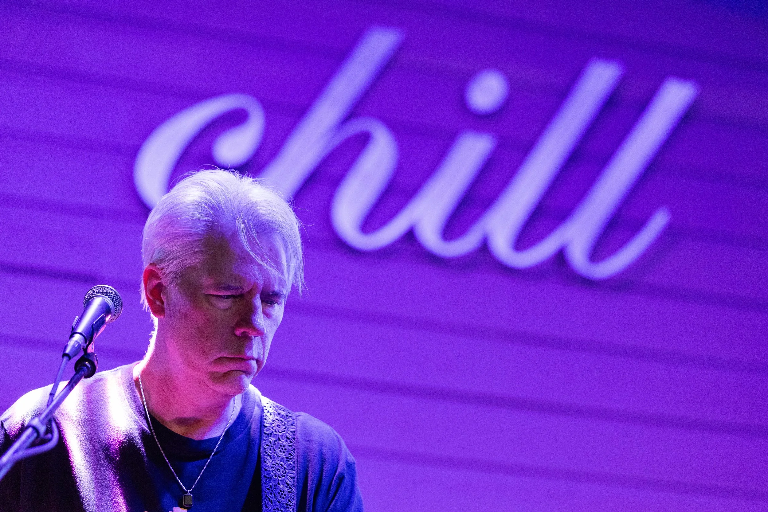 Group Therapy lead guitarist James Fellhauer performs during a concert at Chill in Lewisville, Texas on Saturday, August 8, 2026.