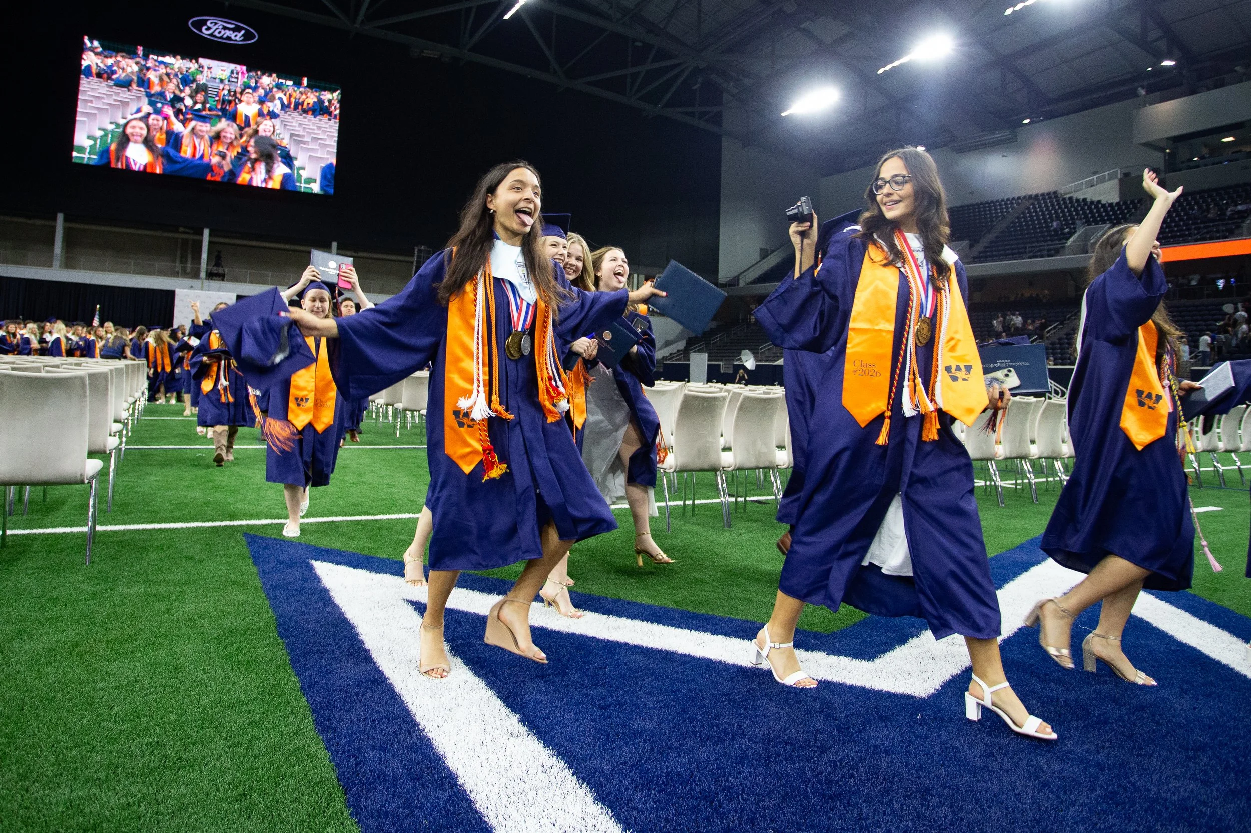 Class of 2026 graduates from Frisco Wakeland High School celebrate after a commencement ceremony at the Ford Center at the Star in Frisco, Texas on Wednesday, May 20, 2026. (Daniel McGregor-Huyer/Star Local Media)