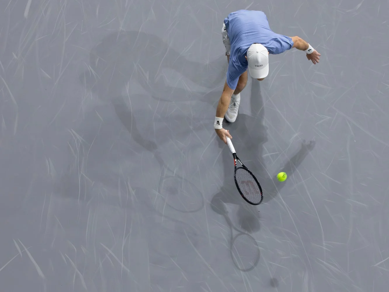 Jack Pinnington Jones (USA) returns with a forehand during a men’s singles qualifying match at 2026 Nexo Dallas Open at The Ford Center at The Star in Frisco, Texas.