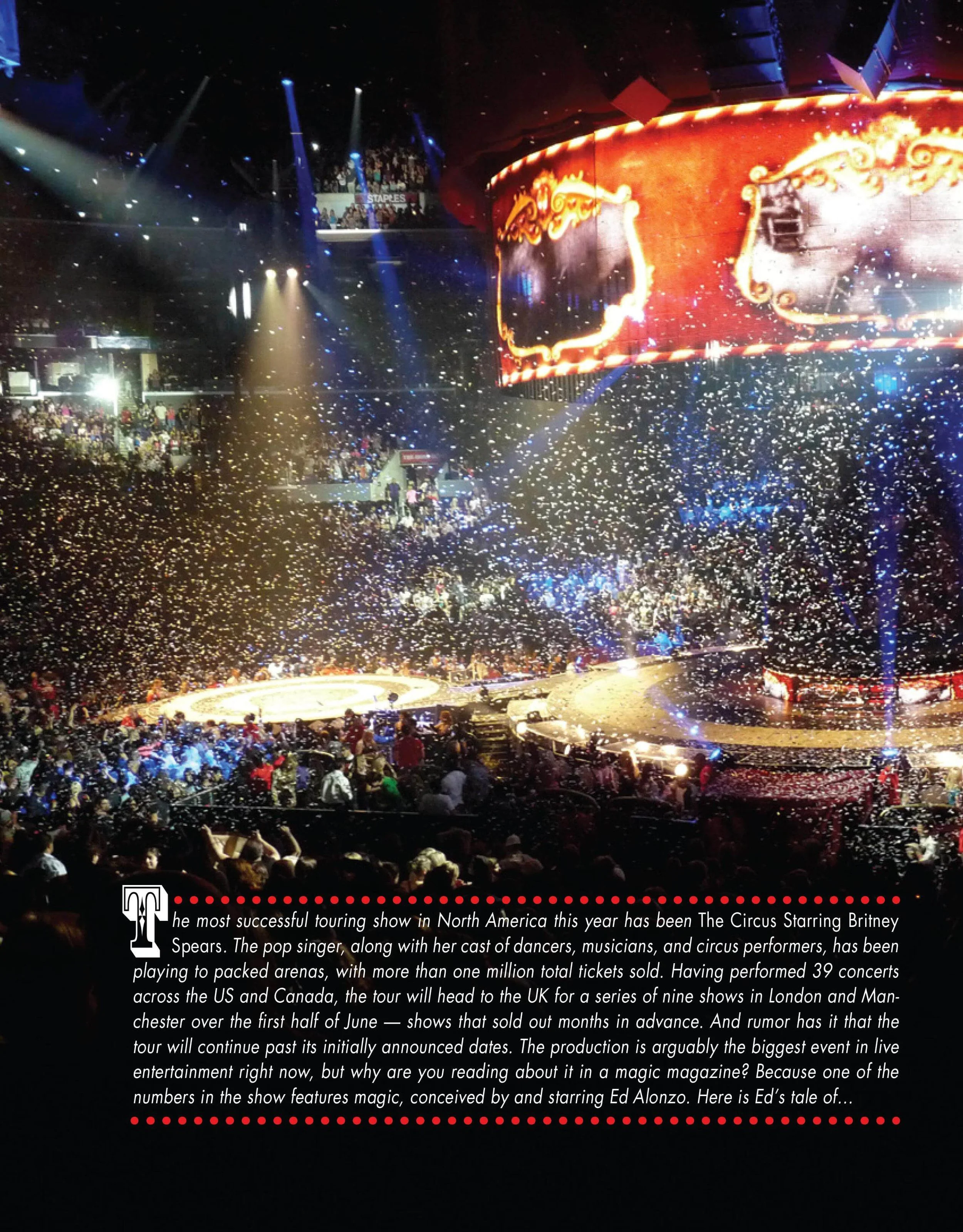 Pop Singer Britney Spears performs live onstage with misfit of magic magician and comedian Ed Alonzo
