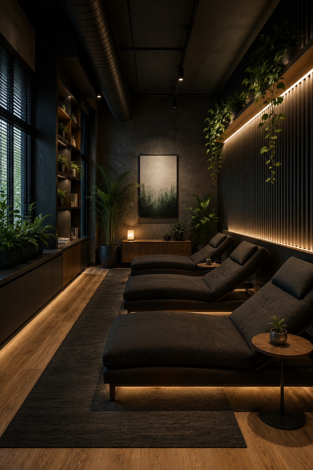 Modern lounge with plants