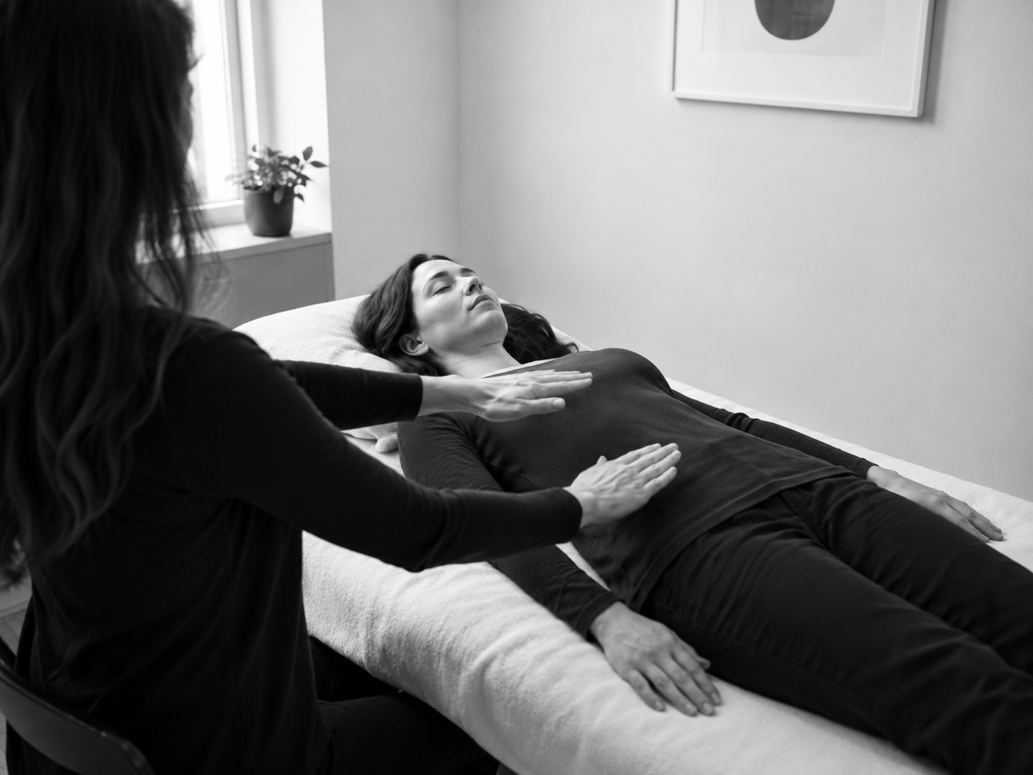 Reiki Master giving Reiki Energy Healing Session to Client
